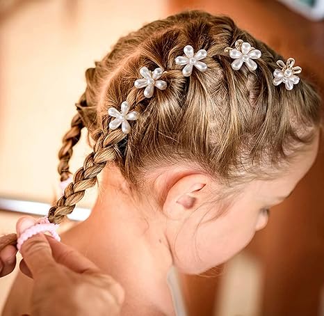 10 Pcs Pearl Mini Claw Clips Daisy Floral Hair Clips, Sweet Artificial Bangs Clips Decorative, Decorative Hair Accessories for Women and Girls