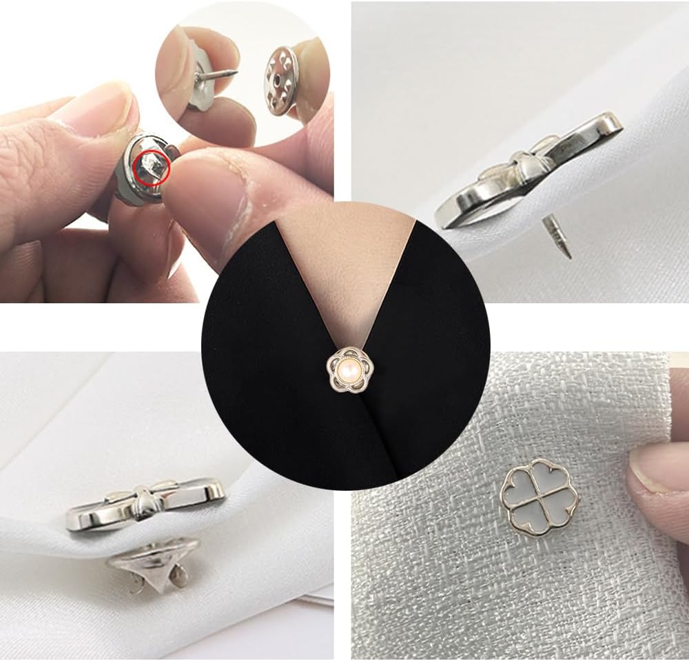 24 Pieces Pearl Crystal Brooch Safety Pins Button Pins Pant Waist Tightener Pins for Clothes Sweater Shawl Collar Dress Cardigan Shirt Jeans Decoration Accessories for Women Girls(Classic)
