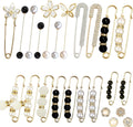 24 Pieces Pearl Crystal Brooch Safety Pins Button Pins Pant Waist Tightener Pins for Clothes Sweater Shawl Collar Dress Cardigan Shirt Jeans Decoration Accessories for Women Girls(Classic)