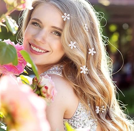 10 Pcs Pearl Mini Claw Clips Daisy Floral Hair Clips, Sweet Artificial Bangs Clips Decorative, Decorative Hair Accessories for Women and Girls