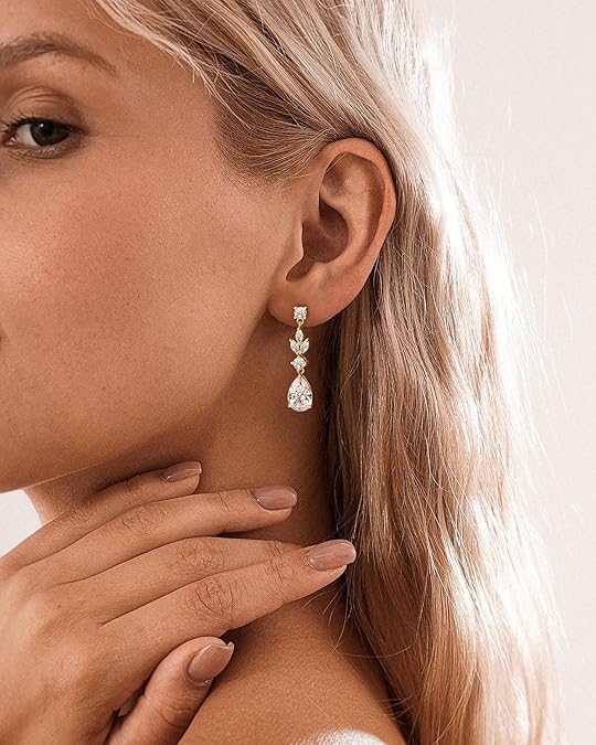 HANLI Dangle Earrings for Women – 14K Gold Plated/Silver Drop Earrings Sparkly CZ Gold Dangle Earrings Elegant Dangling Earrings for Wedding Bridal Prom Jewelry